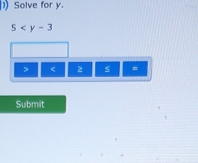 ) Solve for y.
5
S =
Submit