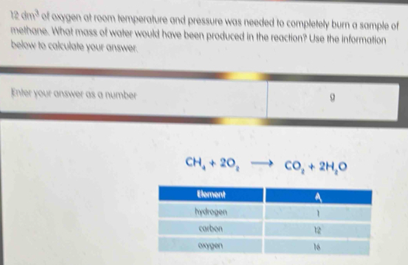 Solved: 12dm^3 of oxygen at room temperature and pressure was needed to ...