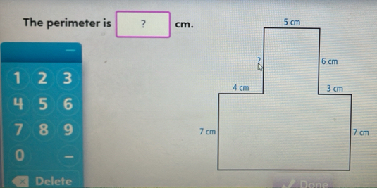 The perimeter is ? cm.
1 2 3
4 5 6
7 8 9
0 - 

Delete