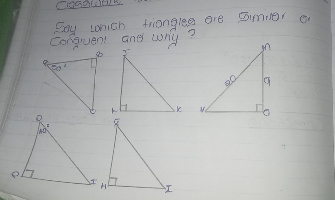 Solved: ClGGGWOr Soy wnch triangleg are Similer on conquent and why? [Math]