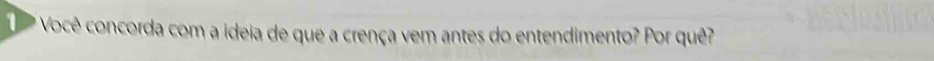 Você concorda com a ideia de que a crença vem antes do entendimento? Por quê?