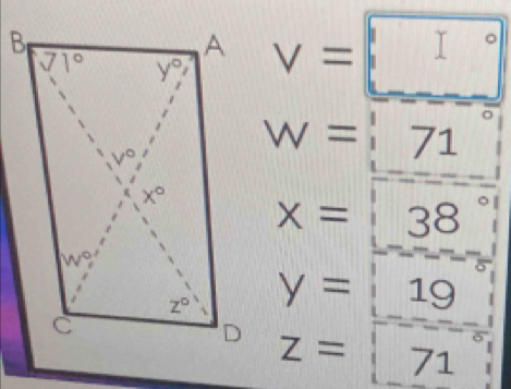 v=□°
W=71
x=38°
y=10
z=|71