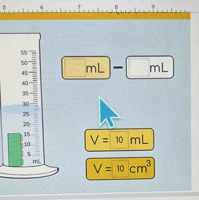 5
ml
ml
V=10mL
V=10cm^3