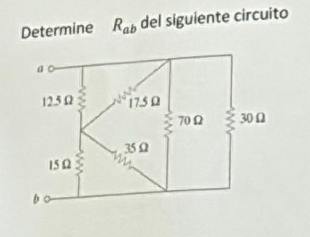 Determine R_ab del siguiente circuito