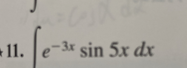 ∈t e^(-3x)sin 5xdx