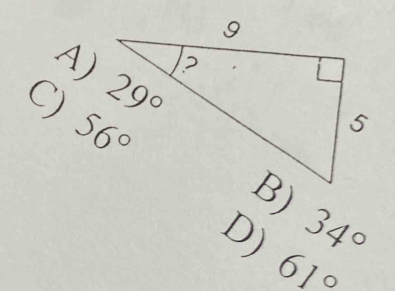 A)
C)
D) 34°
61°