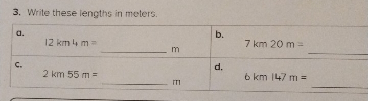 Write these lengths in meters.