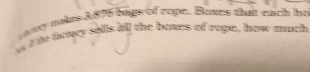 adoy makes 3,876 bags of rope. Boxes that each ha 
ys If the factory sells all the boxes of rope, how much