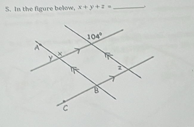 In the figure below, x+y+z= _ 、