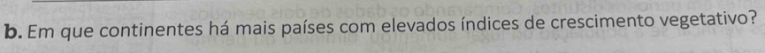 Em que continentes há mais países com elevados índices de crescimento vegetativo?