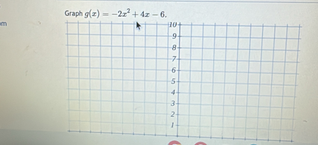 Graph g(x)=-2x^2+4x-6. 
m