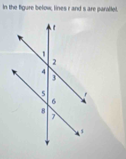 In the figure below, lines r and s are parallel.