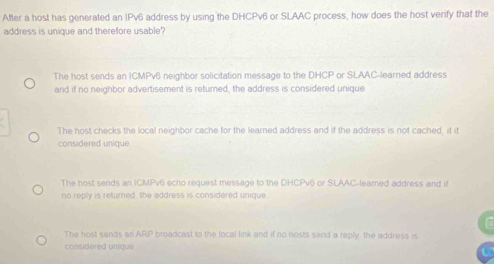 Solved: After a host has generated an IPv6 address by using the DHCPv6 ...