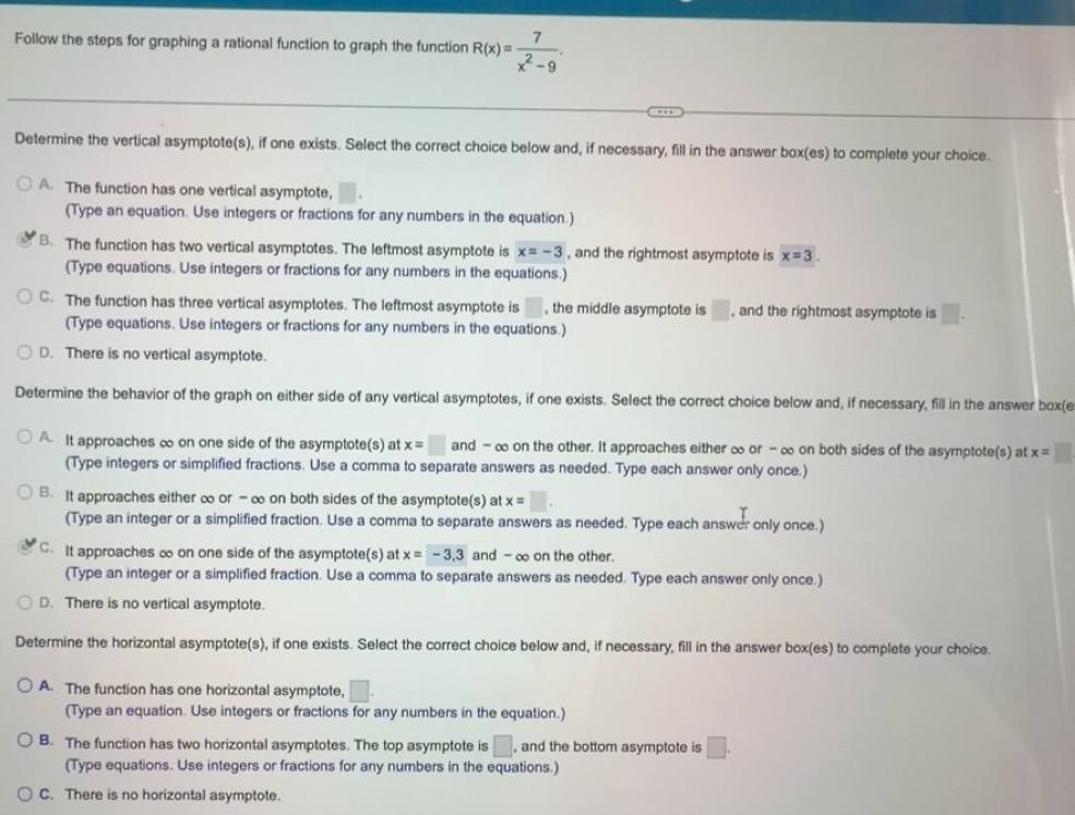 Solved: Follow the steps for graphing a rational function to graph the ...