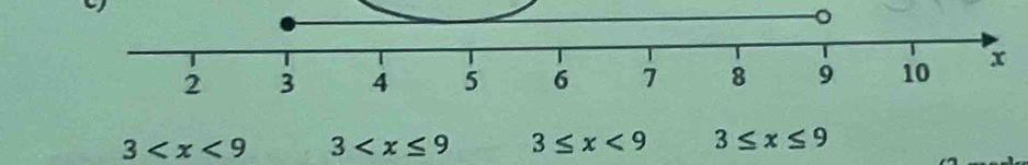 3 3 3≤ x<9</tex> 3≤ x≤ 9