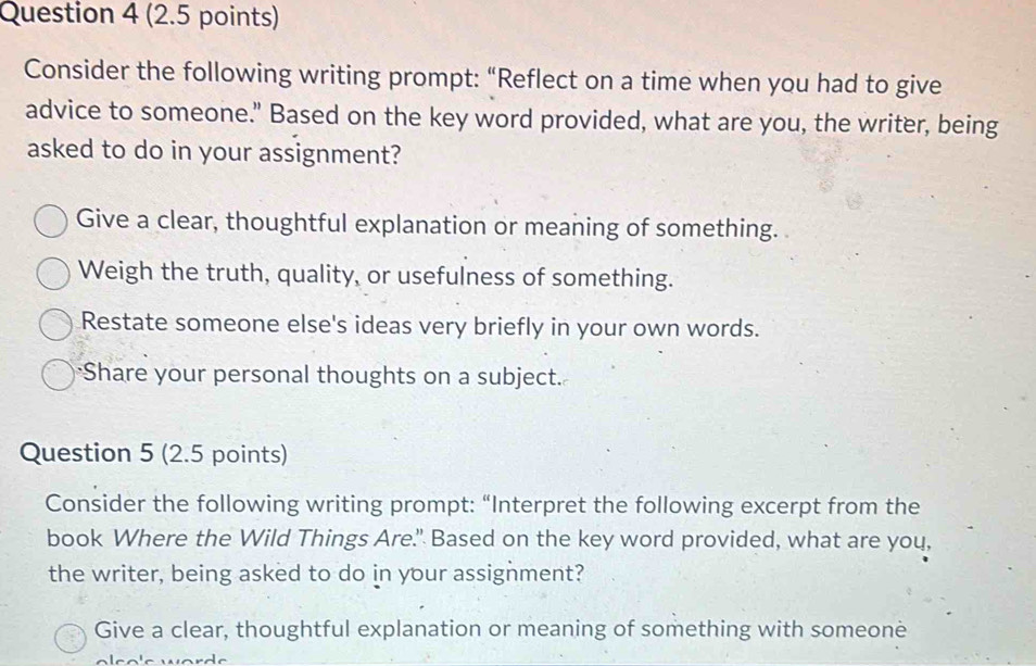 Solved: Consider the following writing prompt: “Reflect on a time when ...