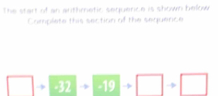 The start of an arthmetic sequence is shown below 
Complete this section of the sequence
□ to -32to -19 □ to □ to □