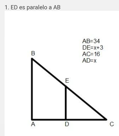 ED es paralelo a AB
AB=34