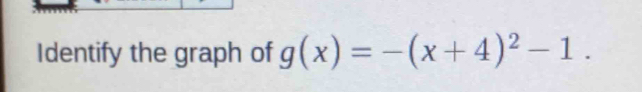 Identify the graph of g(x)=-(x+4)^2-1.