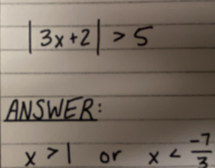 ANSWER:
x>1 or x