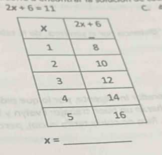 2x+6=11
C.
x=
_