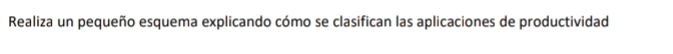 Realiza un pequeño esquema explicando cómo se clasifican las aplicaciones de productividad