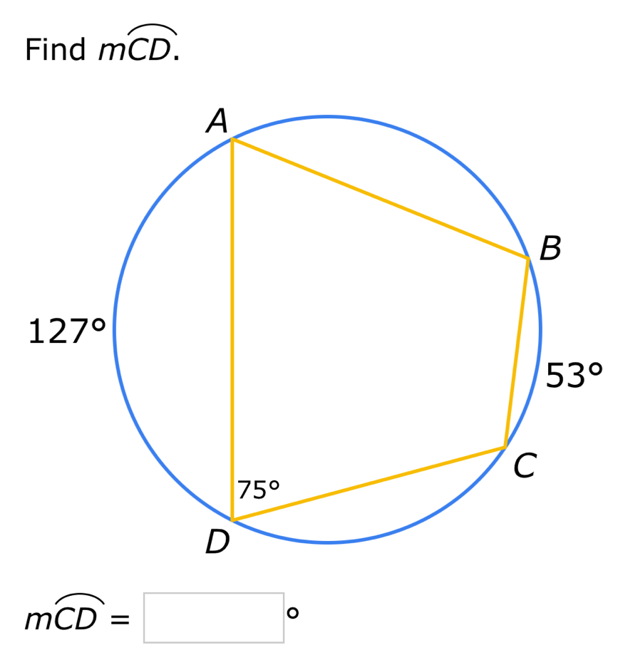 Find moverline CD.
moverline CD=□°