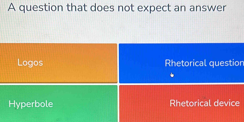 Solved: A question that does not expect an answer Logos Rhetorical ...
