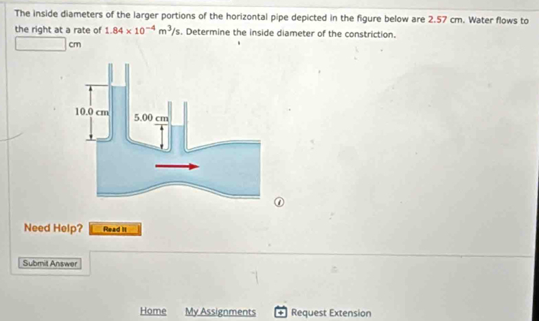 Solved: The inside diameters of the larger portions of the horizontal ...
