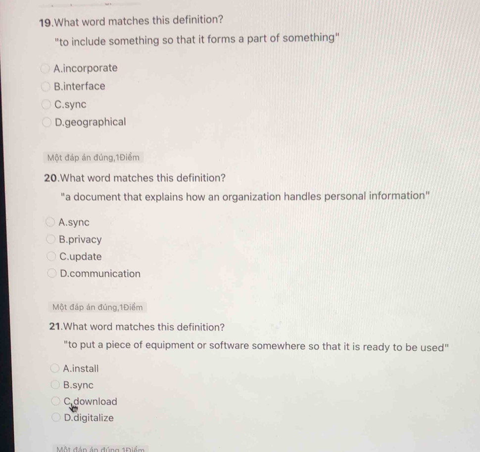 Giải quyết:What word matches this definition? 