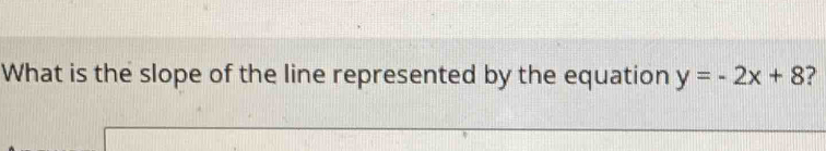 What is the slope of the line represented by the equation y=-2x+8