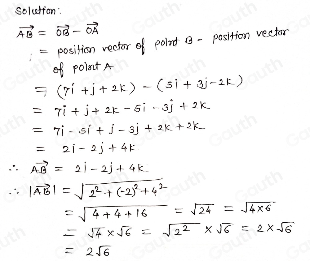 Solved: Relative to a fixed origin O, the point A has position vector ...