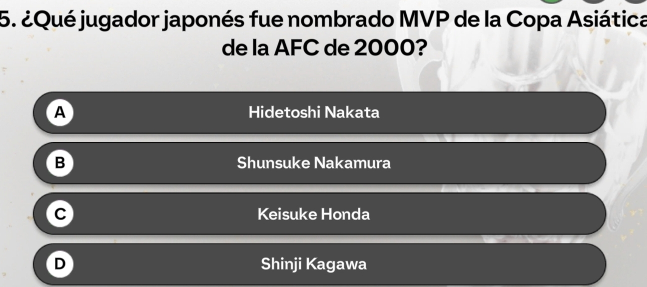 Solved: ¿Qué jugador japonés fue nombrado MVP de la Copa Asiática de la ...