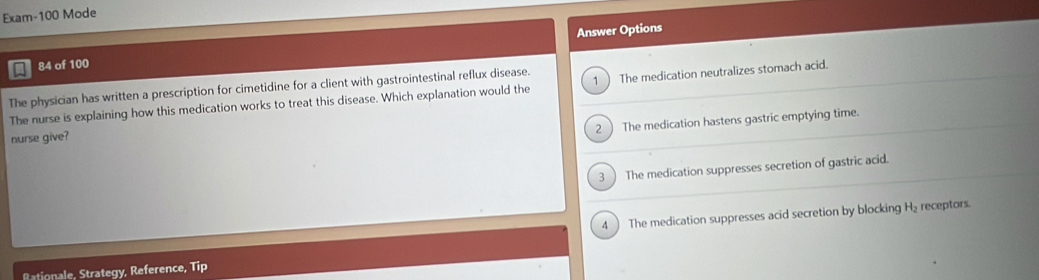 Solved: Exam-100 Mode Answer Options 84 of 100 1 The physician has ...
