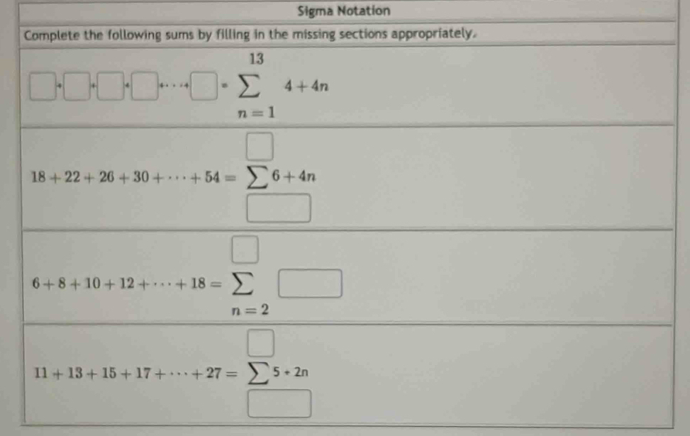 Sigma Notation