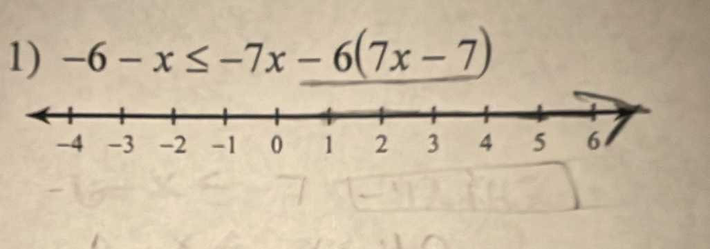 -6-x≤ -7x-6(7x-7)