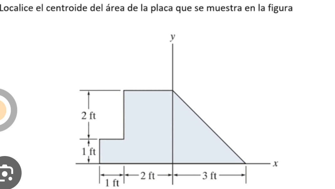 Localice el centroide del área de la placa que se muestra en la figura