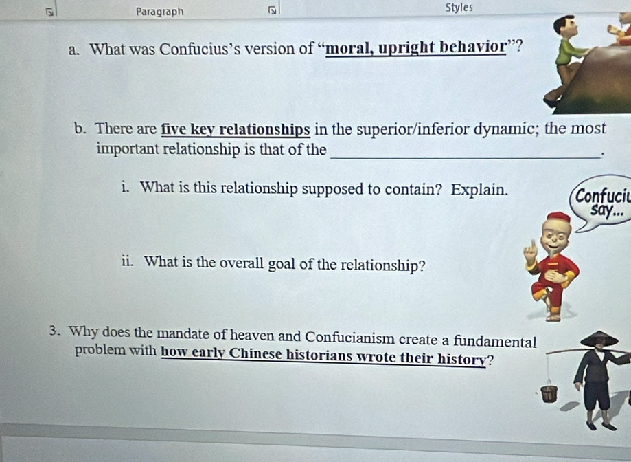 Solved: Paragraph Styles a. What was Confucius’s version of “moral ...