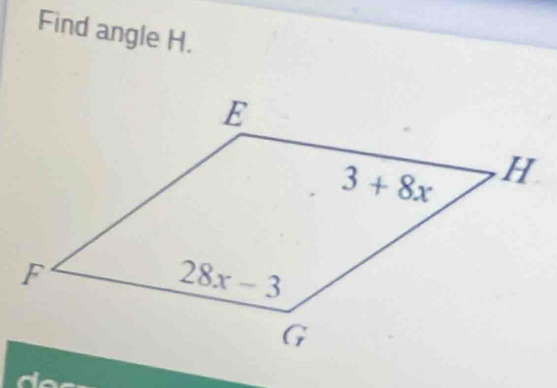 Find angle H.