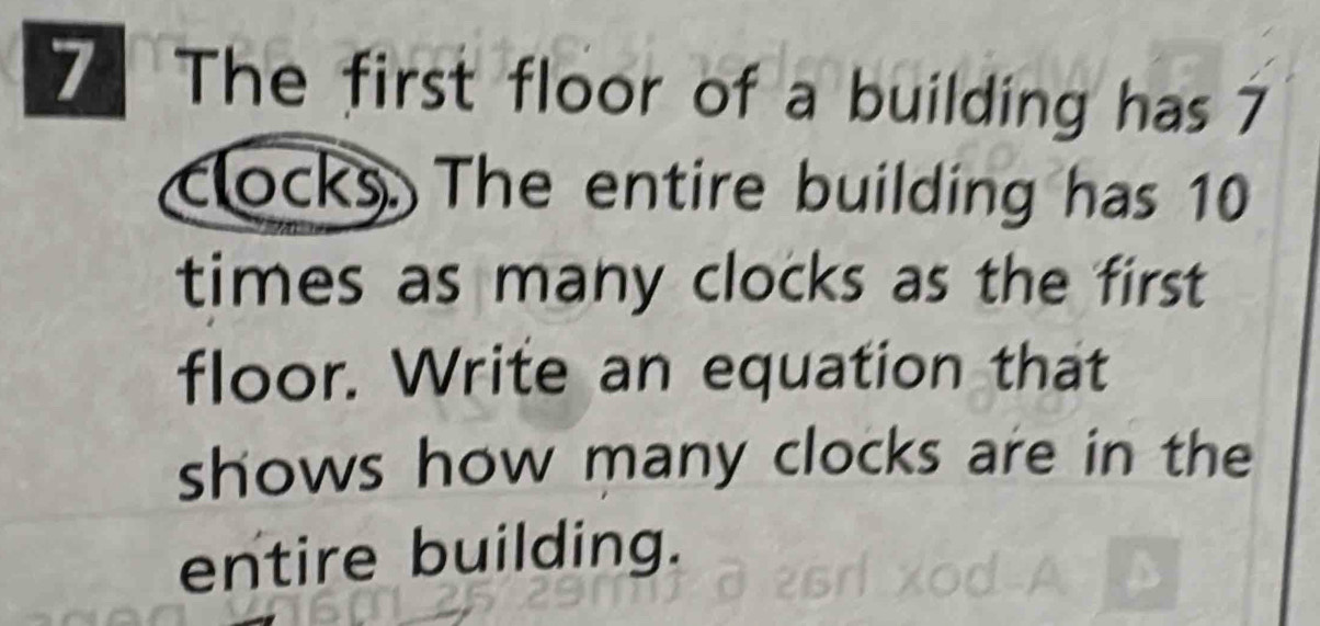 Solved: The first floor of a building has 7 clocks. The entire building ...