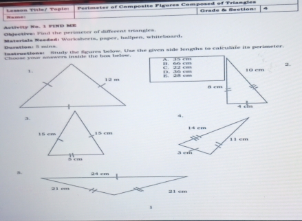 Solved: Name Lesson Title/ Tople: Perimeter of Composite Figures ...