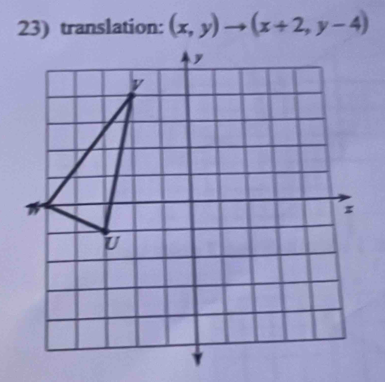 translation: (x,y)to (x+2,y-4)