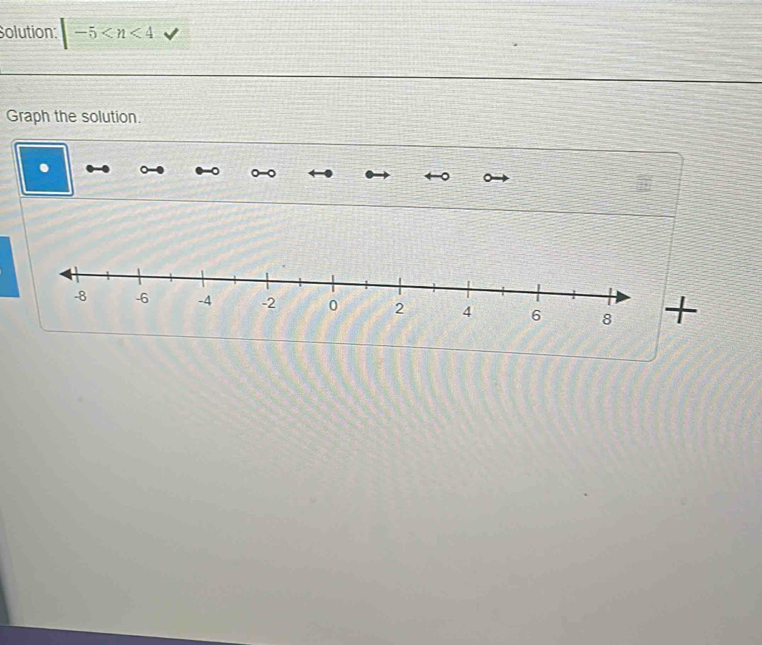 Solution: |-5
Graph the solution. 
.