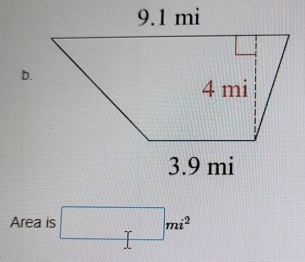 Area is □ mi^2