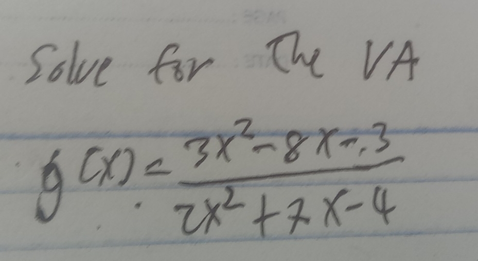 Solve for The VA
g(x)