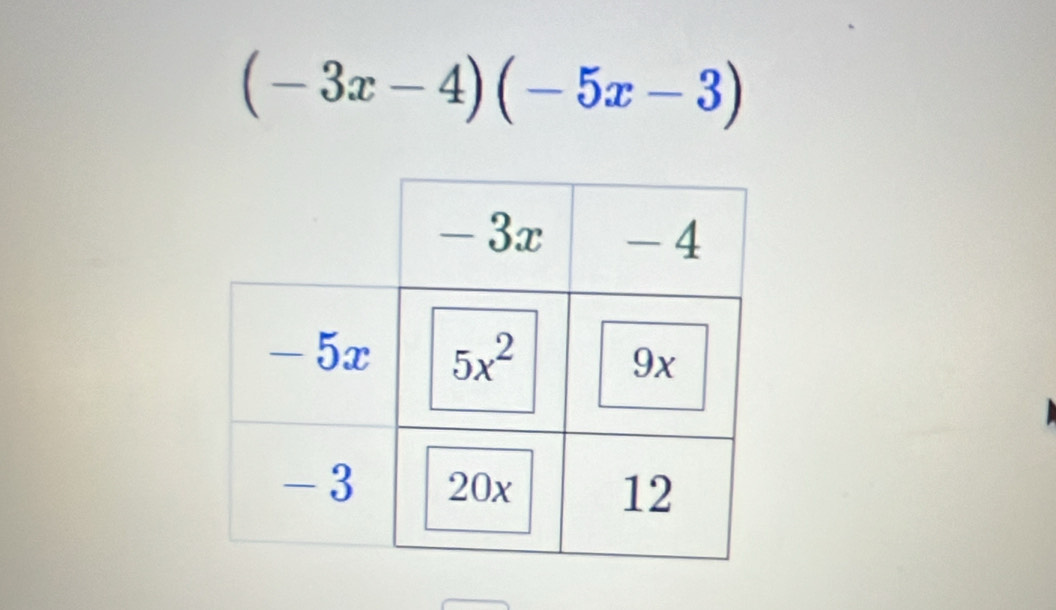 (-3x-4)(-5x-3)