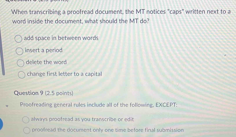 Solved: When transcribing a proofread document, the MT notices 