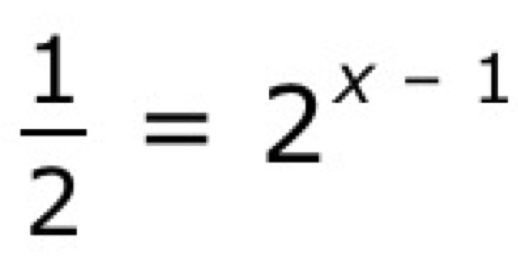  1/2 =2^(x-1)