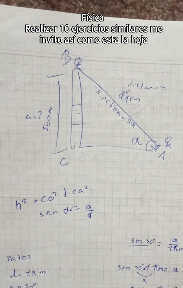 Física 
Realizar 10 ejercicios similares me 
invito así como esta la hoja