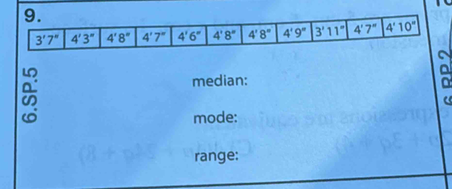 median:
a
mode:
range: